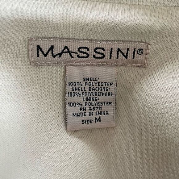 Massini Tan Khaki Trench Coat White Trim Belted M - Picture 6 of 6